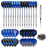 Gohytal Dartpfeile mit Kunststoffspitze, 18g Soft Dartpfeile für Elektronische Dartscheib Profi Softdarts Steel Dart Pfeile mit Metallspitze und 15 Schäfte/20 Darts Flights/120 Kunststoff Dartsp