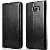 Galaxy S6 Edge hülle,Samsung Galaxy S6 Edge Holster hülle,Bookstyle Handyhülle Premium PU Leder + TPU Tasche Flip Case Brieftasche Etui Handy Schutz Hülle für Samsung Galaxy S 6 Edge - Schw