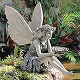 Gartendeko Garten Ornament Sitzen Magische Fee, Harz Sitzen Fee Gartenfiguren, Elfen Gartendeko Engel Harz Gartenstatuen, Elfen Figuren Deko Elf Statue, Sitzende Elfen Gartenfiguren (1PC)