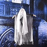 AIMIMO Halloween Deko Horror Geist Hängend Tür Deko Gespenst Geist Gruselig Skelett Hängend Türvorhang Dekoration für Halloween Mottoparty Deko (White)