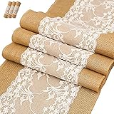 OrangeClub Jute Tischläufer Rustic Burlap Spitze Hessischen Land für Hochzeit Festival-Ereignis Tischdekoration 30 x 275cm (3 Stück)