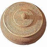 Viudecce Runde Rattan Boxen mit Deckel Handgewebtes Mehrzweck Weiden Tablett 11 Zoll Picknick Lebensmittel Brot Tisch Aufbewahrung Korb