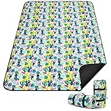 KUYOU Picknickdecke 200 x 145 cm, Picknickdecke Wasserdicht Outdoor Wärm Isoliert Wasserdichtem Boden, Faltbar Picknickdecke Waschbar mit Tasche und Schultergurt für Garten, Park, Strand, Camping