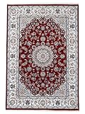 carpetfine Nain Teppich Rot 140x200 cm | Handgeknüpfter Teppich für Wohn- und S