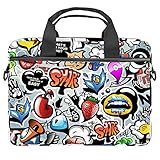 Laptop Umhängetasche 15 Zoll Aktentasche Dokument Umhängetasche Business Handtasche mit Griff Schultergurt Hip Hop Moderne kreative G