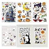 Halloween Fenster Sticker,Halloween Aufkleber,Fensterbild Statisch Wandaufkleber,inklusive Kürbisse,Hexen,Geister und andere Muster,Halloween Party Wand Fenster Dek