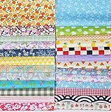 Qililandiy 25 Stück Baumwollstoff 100% Baumwolle Nähstoffe Patchwork DIY Stoffpaket mit zufälligen Muster Zugeschnittene Stoff Quadrate zum Nähen Handwerk Deko 30x30