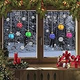 dh-18 2 Stück Weihnachts-Buntglas-Kugeln Schwibbogen Schneeflocke Fensteraufkleb