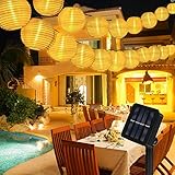 Nasharia Solar Lichterkette Außen Lampions,8 Meter 40 LED 2 Modi Warmweiß Laterne IP65 Wasserdicht Solar Beleuchtung Aussen für Garten, Hof, Balkon, Hochzeit, Fest Dek