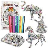 POOPHUNS 3D Coloring Puzzle Set,3D Puzzle zum Ausmalen für Kinder,DIY Arts Crafts Puzzle Kit Bestes Spielzeug Geschenk für Kinder,3D dreidimensionales Graffiti Puzzle Kinder Lernspielzeug