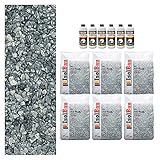 Isolbau Steinteppich SET Marmorkies 150kg + Bindemittel bis 15m² Ice Blue 4/8mm Epoxidharz, Terassenboden, Natursteinboden Marmorkies Bodenbelag, Steinboden Bodenbeschichtung, Marmorstein, Innen Auß