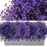 12 Bündel Kunstblumen Künstliche Blumen Pflanzen Künstlich Kunstpflanzen Plastikblume Gefälschte Büsche Dekorative Künstliche Sträucher Lila für Arrangement Haus Garten Hochzeit Veranda Fenster Dek