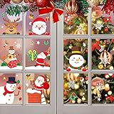 Fensterbilder Weihnachten, Weihnachtsdeko Fenster, Weihnachts Fenster Dekoration, 205 PCS Weihnachtsmann Schneeflocke Dekorationen Partybedarf für Fenster Glastüren Vitrine, 7 B
