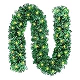 SADSXG 1,8m Weihnachtsgirlande mit Beleuchtung - Künstlich Tannengirlande - Weihnachten Girlande Weihnachtsdeko für Tannenbaum Haus Treppen Kamin Haustür Innen Außen Dekoration (A, one size)