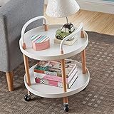 MISTLI Etagen Rollwagen Klappbar Auf Rollen,Schwarz Plastik Regal Schrank Mit Ergonomischen Griffen Für Einkaufen Lebensmittel,Weiß,2