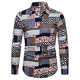 SSBZYES Herrenhemden Langarm Übergröße Herren Casual Langarmhemden Herren Übergröße Langarm Mode Bedruckte Shirts Übergröße Ob