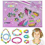 Herefun Perlen Zum Auffädeln, Bunte Perlen Set, Schmuck Basteln Armband Mädchen, DIY Armband Halsketten Schmuck, Perlenschmuck Ketten Basteln für Kindergeburtstag Gastgeschenke Mitgeb