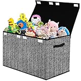 Spielzeugkiste mit deckel Aufbewahrungsbox Kinder, Spielzeugtruhe Kinderzimmer Spielzeug Aufbewahrung Truhe mit Griffen Faltbox für Kleidung, Bücher, Kleiderschrank (schwarzer und weißer Streifen)
