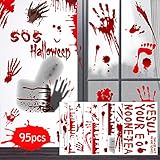 LinTimes 9pcs(95) Halloween Horror Fenster Dekoration Blutige Aufkleber,Realistisch Wirkende Schaurig Blutige Hand Fuß mit Blutflecken Fenster Aufkleber für Halloween Party Deko Fenstertür B