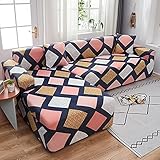 Elastischer, eng anliegender All-Inclusive-Ecksofabezug geometrischer Stretch-Sofabezug Wohnzimmercouchbezug A20 4-S