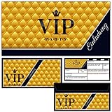 BREITENWERK 12er Set VIP Einladungskarten mit passenden Umschlägen - edle Premium Einladungen für VIP Party Event Kinder-Geburtstag & Erw