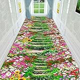 SunYe 3D Dreidimensionaler Flurteppich Blätter Gras Blumen Kleine Brücken- Und Fußmatten Dick Und rutschfest Geeignet Für Flure Eingänge W