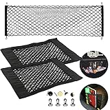 NEPAK 3 Stück Auto Gepäcknetz,Elastisch Nylon Kofferraumnetz Lagerung Mesh Auto-Gepäcknetz 110 x 50 cm + 2 x Kofferraum N