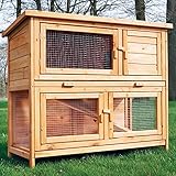 premium Hasenstall Mukkel – aus edlem massiven Vollholz ideal für draußen – Kleintierstall mit umweltfreundlicher Farbe gestrichen – Besonders einfach und schnell zu reinigen (Hasenstall Mukkel Braun)