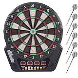 Dardboard mit 4 LCD-Anzeige, Elektronische Dartscheibe, Elektronische Dartscheibe Dartautomat mit 6 Dartpfeile, 24 Dartköpfe, für Familie Aktivitätsraum Spielzimmer, dartscheibe elektronisch, E D