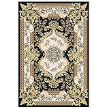 YXZN Klassische Orientteppich Ethno-Stil Teppich Wohnzimmer Schlafzimmer Teppiche Nachtdecke Yogamatte,Black,40X60CM