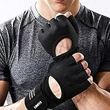 Fitness Handschuhe Herren Damen mit Handgelenkstütze Sport Trainingshandschuhe Kunstleder rutschfest atmungsaktiv für Gewichtheben Bodybuilding Crossfit Krafttraining schwarz M