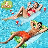 lenbest Wasserhängematte, 2 Pack EIN-klick-Aufblasen Ultrabequeme Luftmatratze Schwimmbad Pool Matte Schwimmende Bett, Sommergeschenk für Erw