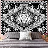 Mandala Tapisserie Weiß Schwarz Sun Moon Print Tapisserie Wandbehang Polyester Teppich Hippie Wandteppich Wohnkultur Decke A12 100x150