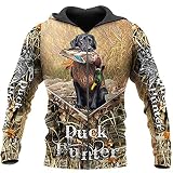 Duck Hunting Dog 3D Full Body Print Hoodie Herren Sweatshirt Unisex Streetwear Zip Pullover, Kapuzenpullover mit Reißverschluss., XXX-Larg