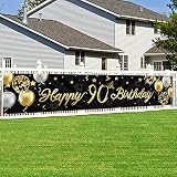 KAINSY 90.Geburtstag Dekoration, Geburtstag deko Schwarzes Gold, 90 Mann und Frau Geburtstag deko,Geburtstag Party Dekor, 90. Geburtstagsdeko, Geburtstag Luftballons für Geburtstagsdeko, 180 x 40