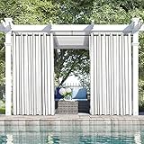 ChadMade Outdoor Vorhang für Terrasse 127B x 244H cm, wasserdichte Winddichte Ösenvorhäng Solide Gardine für Veranda Pergola Cabana Pavillon, Blaubeige S