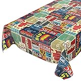 Wachstuchtischdecke abwaschbar Garten Tischdecke Wachstuch Rund Oval Eckig Indoor Outdoor Retro Cafe USA Amerika Style 160x140