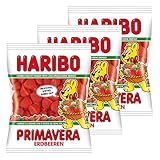 Haribo Erdbeeren Primavera, 3er Pack, Gummibärchen, Weingummi, Fruchtgummi, Im Beutel, Tü