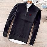 Astemdhj Sweatshirt Pullover 100% Baumwolle New Embroidery-Logo Langarm Gestrickte Herrenpullover Lässig Dicke Gestrickte Rollkragenpullover Mode Herren Kleidung M Schw