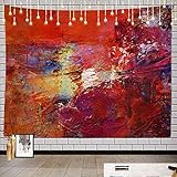 Batmerry Abstrakte Kunst Wandteppich, schwarz und rot, abstrakte Kunst, Wandteppich für Wohnzimmer, Schlafzimmer, Wandbehang, dekorativ, 130 x 150
