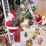 U/D Elektrische kletternde Leiter Weihnachtsmann auf Weihnachtsfiguren Kletternder Nikolaus Santa Claus Christmas Figurine Ornament Decoration Gifts (Keine Batterie)