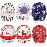 600 Stück Weihnachts-Cupcake-Förmchen Muffinförmchen bunte Papier-Einweg-Cupcake-Halter für Weihnachtsparty-Dekorationen und Feiertagsdekorationen (charmante Serie)