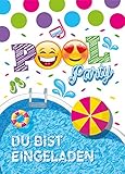 6 Einladungskarten Geburtstag Kinder Schwimmbad für Mädchen Jungen Jungs Einladungen Kindergeburtstag Geburtstagseinladungen Set Partyset Kartenset Party