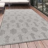 HomebyHome Indoor Outdoor Teppich Aruba Balkon Teppich Wasserfest Flechtmuster, Farbe:Grau, Grösse:200x290
