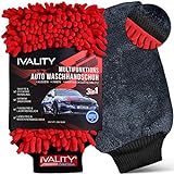 IVALITY Auto-Handschuh - 3-in-1 Mikrofaser-Lappen - Lack-schonend & saugstark - Wasch-Handschuh für hartnäckigen Schmutz - Auto-Pflege - Kfz-Zubehö