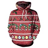 ZYHOOD Ugly Weihnachtspullover Herren Lustige Xmas Pullover Weihnachten 3D Hoodie Damen Weihnachtspulli Sweatshirt Weihnachts Kapuzenpullover Rentier Pullis mit Kapuze Hässliche Christmas Sw