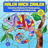 Malen nach Zahlen ab 5: Tierisches Malbuch für Kindergarten, Vorschule und Schulanfang & Bonusmotive: Tiermandalas fü