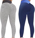 Bolonwzi Damen Leggings High Waist Yoga Tights Schlank Hohe Taille Bauchkontrolle Treggings Klassischen Einfarbig Basic Jeggings Honeycomb Atmungsaktiv Dehnbare Jogging