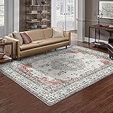 TALETA Mila Teppich orientalisch modern Wohnzimmer Grau Rot Größe: 160 x 230