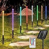 Solarleuchten Garten Bunt, Solarlampen für Außen Garten, 7 Modus 18 Farben Wasserdicht Solar Lichterkette Außen mit Fernbedienung für Halloween Deko Weihnachten Terrasse Weg Rasen Hof (8 Stück)